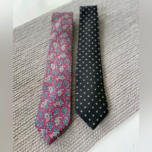 Vintage Set/2 Liberty of London Beau Brummell Burgundy Paisley Black Silk Ties